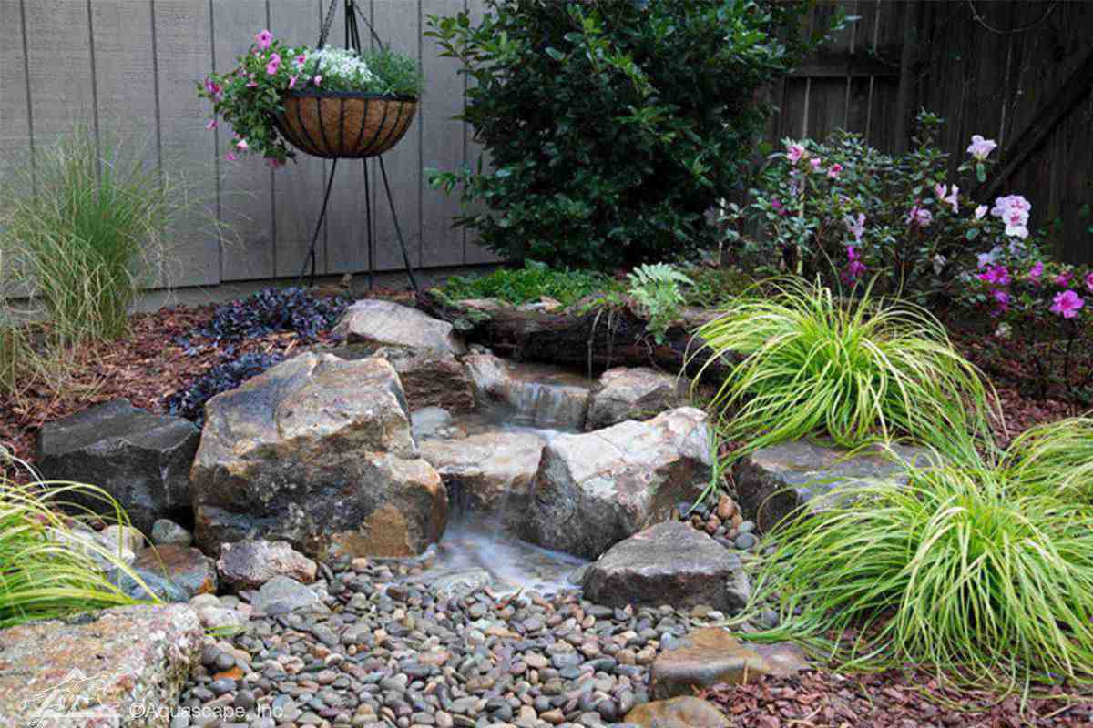 Water features to reduce drought with xeriscape