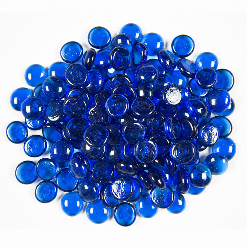 Sapphire Blue Round Fire Glass 0.5&quot; (10 lb)